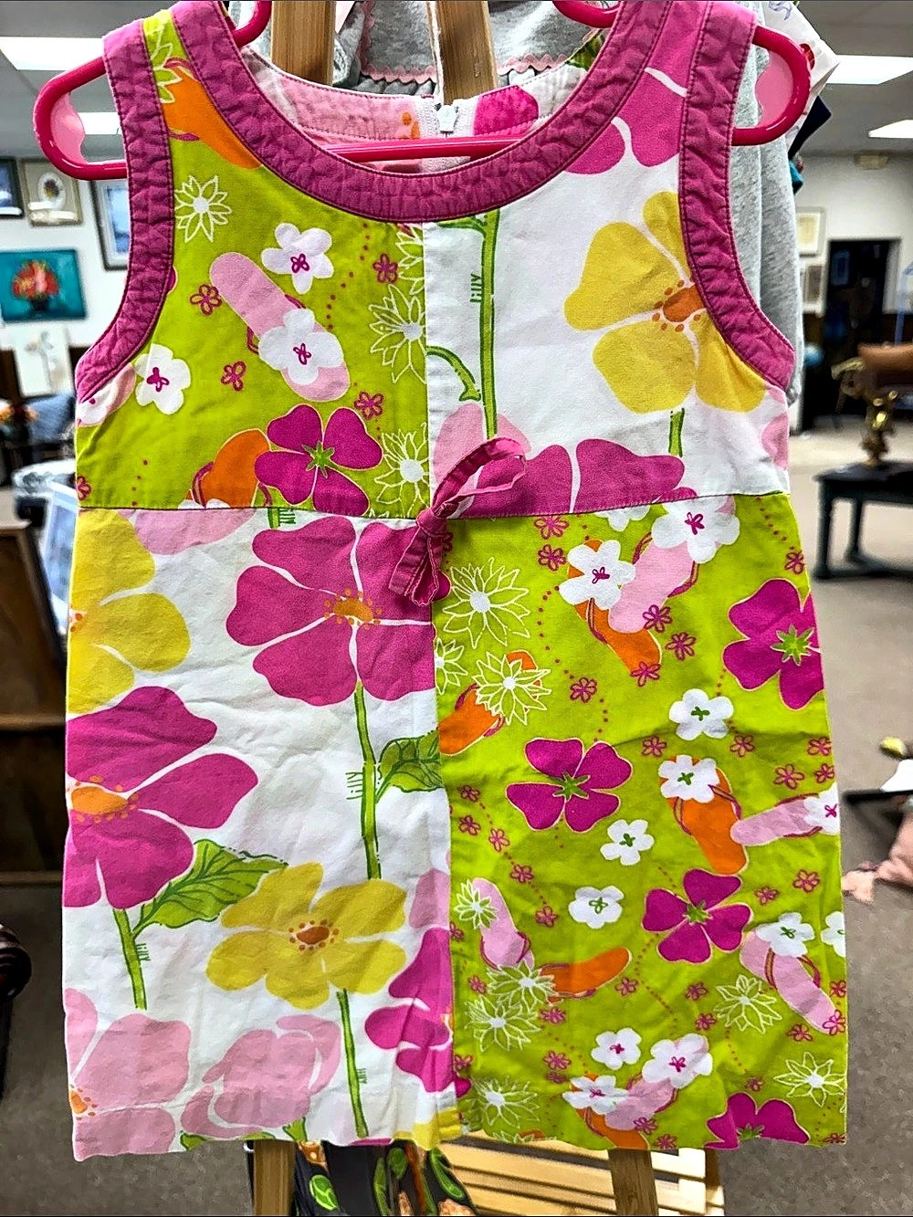 Lily Pulitzer vintage Floral Girls Dress Pink & Green Girls 5